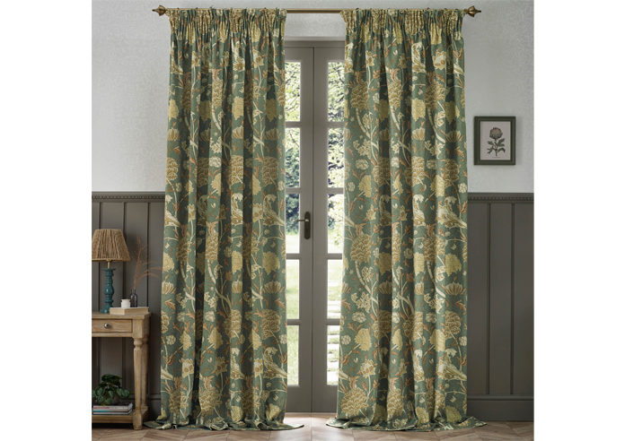 Cray Pencil Pleat, Sage/Sunflower - Ready Made Curtains - Image 7